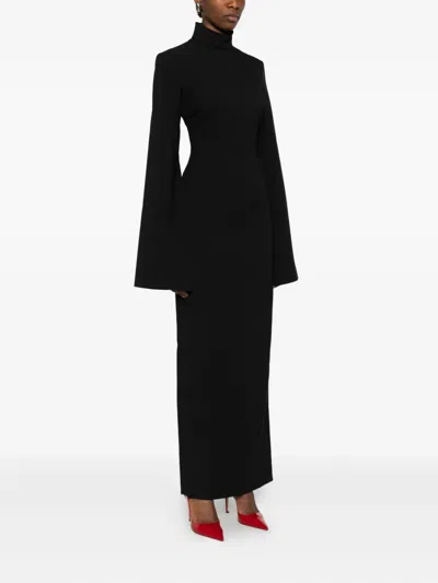 Solace London Josefine Long-sleeve Maxi Dress In Black