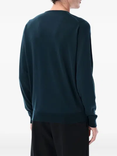 John Smedley Cozy Long Sleeve Knit Sweater In Blue