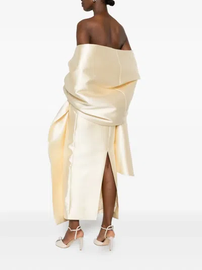 Solace London The Renee Strapless Midi Dress In Pink