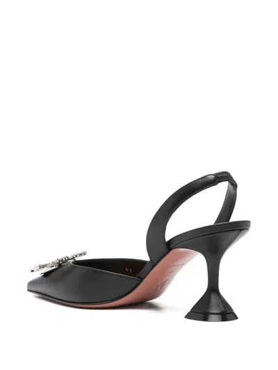 Amina Muaddi Leather Slingback Pumps Featuring Sculptural Heel In Black