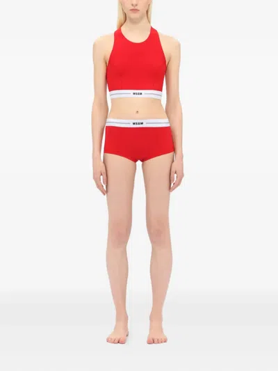 Msgm Logo-detail Briefs In Red