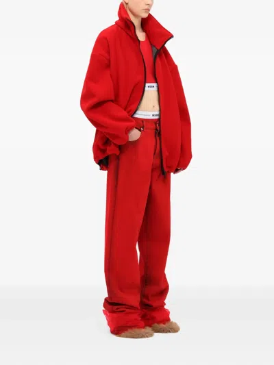 Msgm Logo-detail Briefs In Red