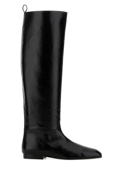 Khaite Black Leather Colt Boots In Black