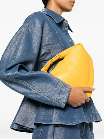 Federico Cina Leather Zip Tote Bag In Yellow