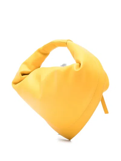 Federico Cina Leather Zip Tote Bag In Yellow