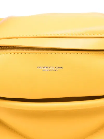 Federico Cina Leather Zip Tote Bag In Yellow