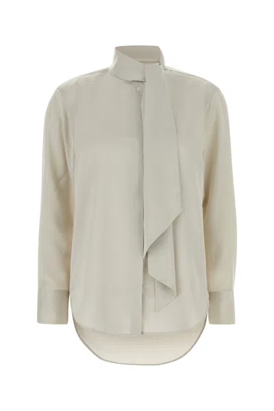 Calvin Klein Satin Shirt W Scarf In White