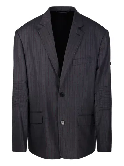 Balenciaga Pinstripe Two-button Blazer In Black