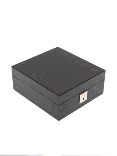 Smythson Mara Lock Watch Box In Black