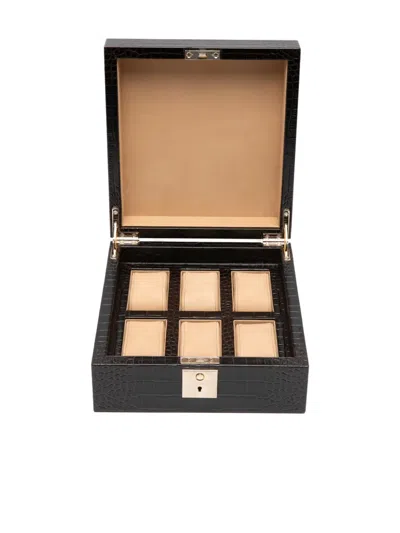 Smythson Mara Lock Watch Box In Black