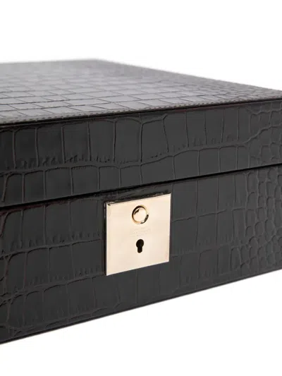 Smythson Mara Lock Watch Box In Black