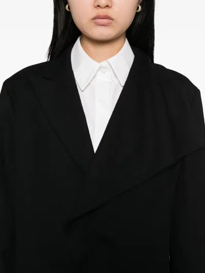 Yohji Yamamoto Asymmetric Wool Jacket In Black