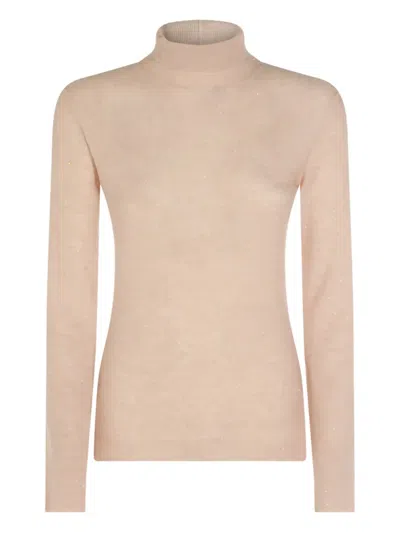 Fabiana Filippi Sparkling Turtleneck Knitwear Long Sleeves In Neutral