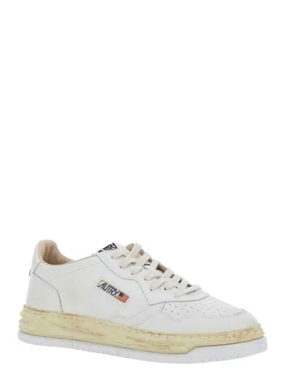 Autry X Maison Mihara Yasuhiro 'medalist Low Vintage X Mihara Yasuhiro' White Sneakers With Handcrafted Sole In Leather Man In White