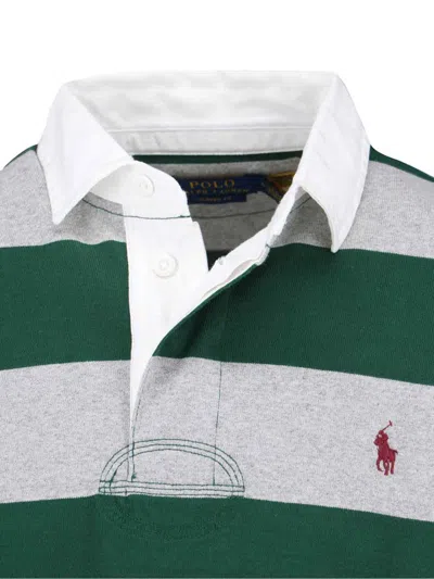 Polo Ralph Lauren Striped Pattern Long Sleeve Polo Shirt In Green
