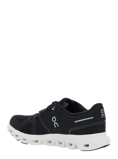 On 'cloud 6' Black Low Top Sneakers With Mesh Details And Logo  Running The Side In Tech Fabric Woman In Black