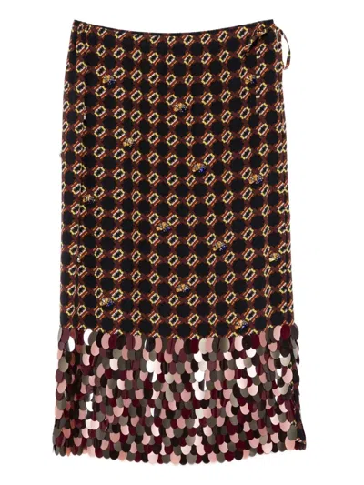 Dries Van Noten Geometric Pattern High Waist Midi Skirt In Multi