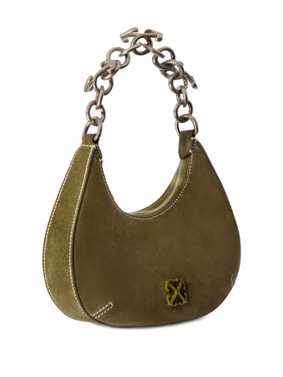 Off-white Hemisphere Suede Tote Bag In Green