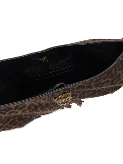 Kurt Geiger Shoreditch Leopard-print Fringed Shoulder Bag In Brown