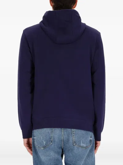 Hugo Boss Logo-patch Hoodie In Blue