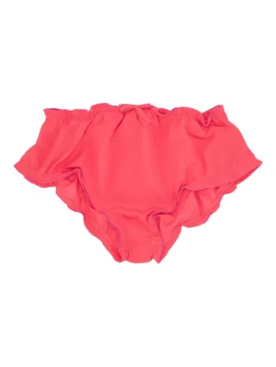 Vivetta Ruffled Bow-detail Briefs In Red