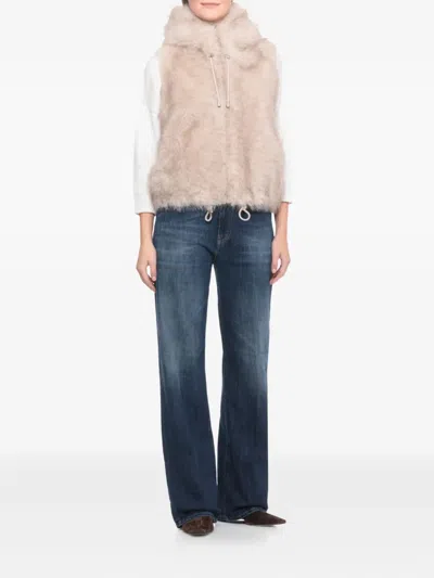 Valentini 1972 Hooded Sleeveless Jacket In Neutral