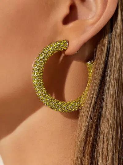 Amina Muaddi Cameron Hoop Earrings In Gold