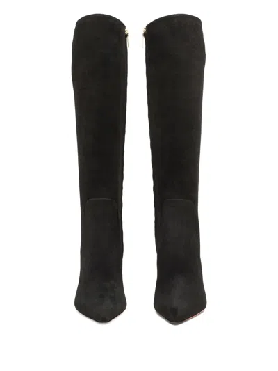 Santoni High-heel Suede Boots In Black