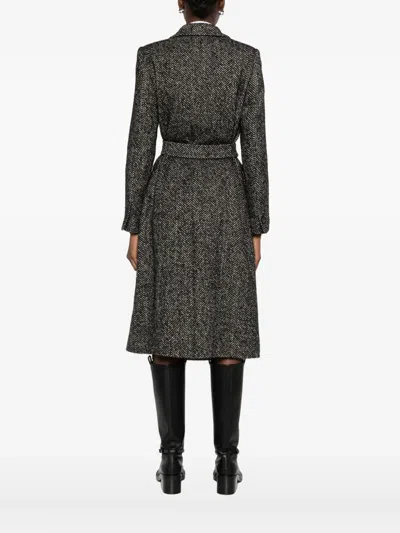 Tagliatore Herringbone Double-breasted Wool Coat In Gray