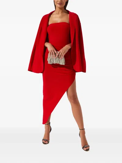 Norma Kamali Double-breasted Belted Blazer In Red