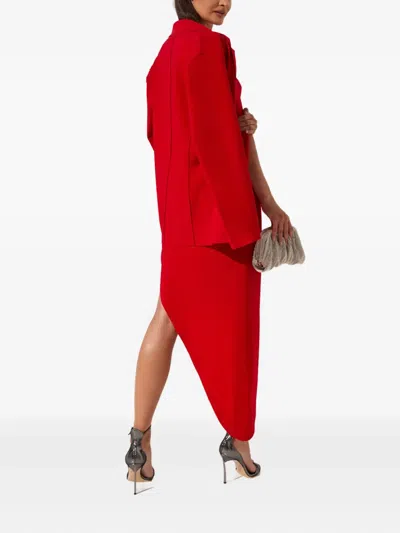 Norma Kamali Double-breasted Belted Blazer In Red