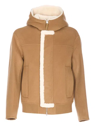 Mackage Jay Shearling-hood Jacket In Nude
