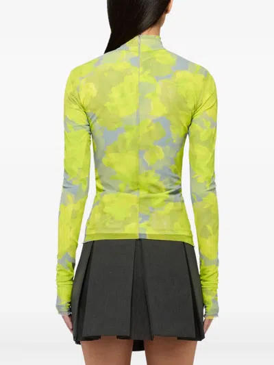 Msgm Floral-print Top In Yellow