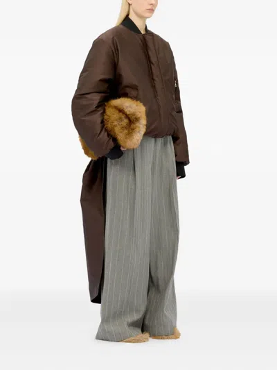 Msgm Long-sleeve Jacket In Brown