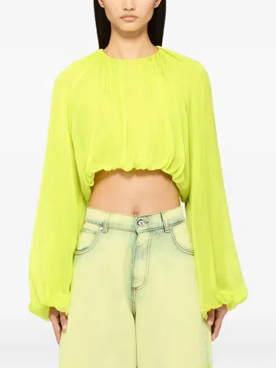 Msgm Long-sleeve Blouse In Yellow