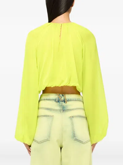 Msgm Long-sleeve Blouse In Yellow