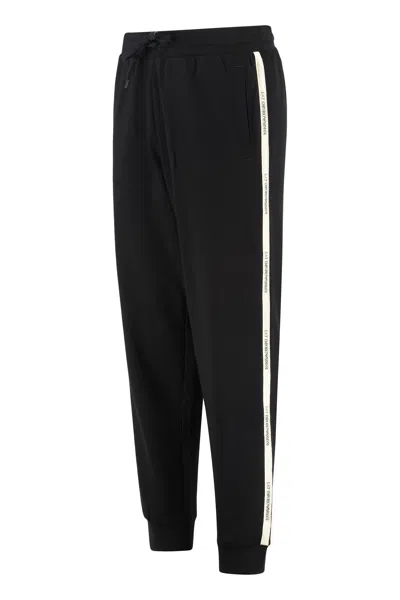 Ea7 Emporio Armani Track Pants In Cotton In Black