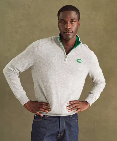 Naadam Nfl Signature Cashmere Color Blocked Quarter Zip In Gray