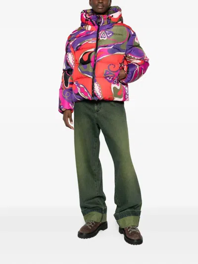 Pucci Abstract-print Puffer Jacket Clothing In Multi