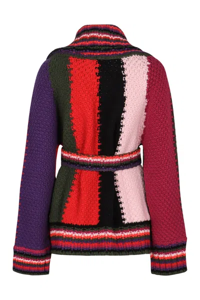 Pucci Orchidee Print Oversized Colorblock Cardigan In Red