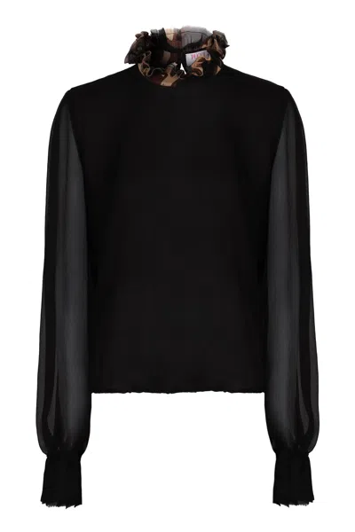 Pucci Ruffled Balloon-sleeve Blouse In Black
