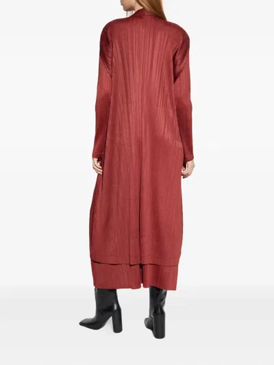 Issey Miyake Monthly Colors: October Pleated-button Coat In Red