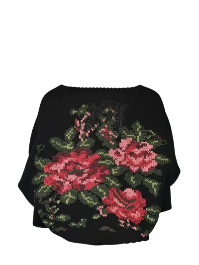Lamberto Losani Floral-jacquard Cashmere Cardigan In Black