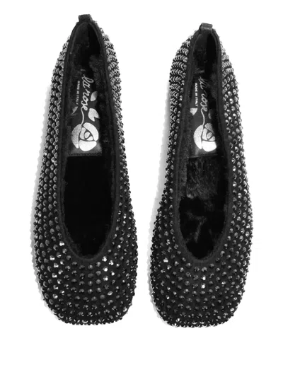 La Rose Crystal-embellished Ballet Flats In Black