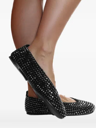 La Rose Crystal-embellished Ballet Flats In Black