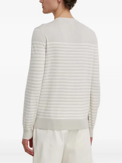 Theory Striped-pattern Crewneck Sweater In Neutral