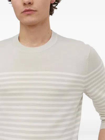 Theory Striped-pattern Crewneck Sweater In Neutral