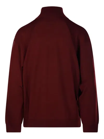 Nude Side Zip Turtleneck Sweater In Red