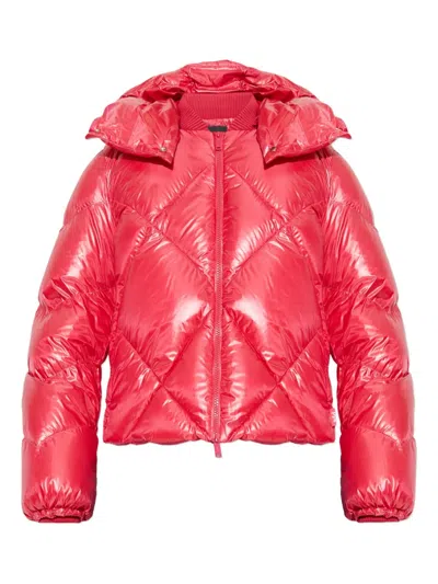 Add Quilted-hooded Jacket In Red