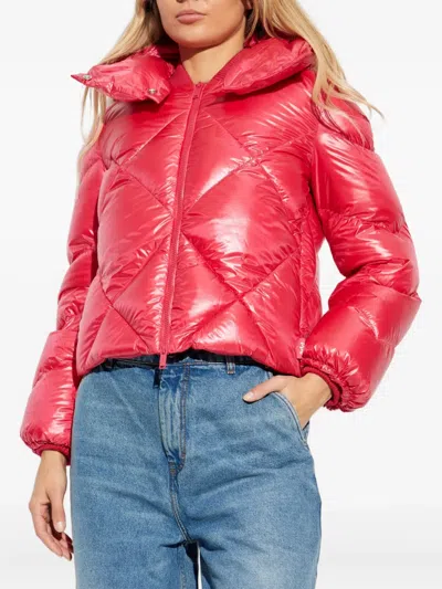 Add Quilted-hooded Jacket In Red
